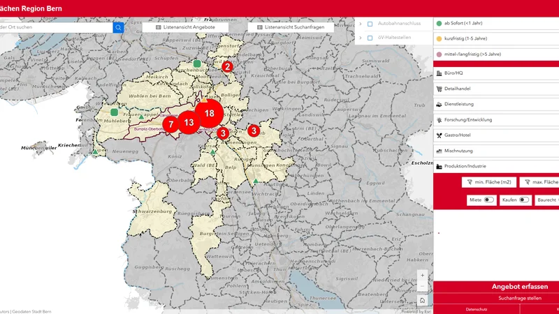 WRB-Flächenmanagement: Vertrauliche Suchanfragen