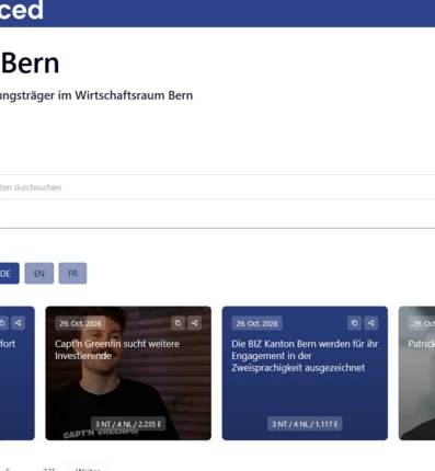 Berner NewsRoom gibt personalisierbaren Überblick über Standort Bern